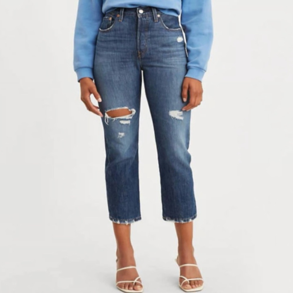Levi’s 501 W32 (14/15) Cropped High Rise Straight Women’s Jeans Distressed